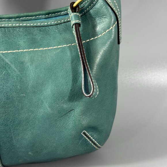 Vintage Coach # 10739 Small Ergo Hobo Teal Leather Handbag Blue Green - Picture 3 of 14